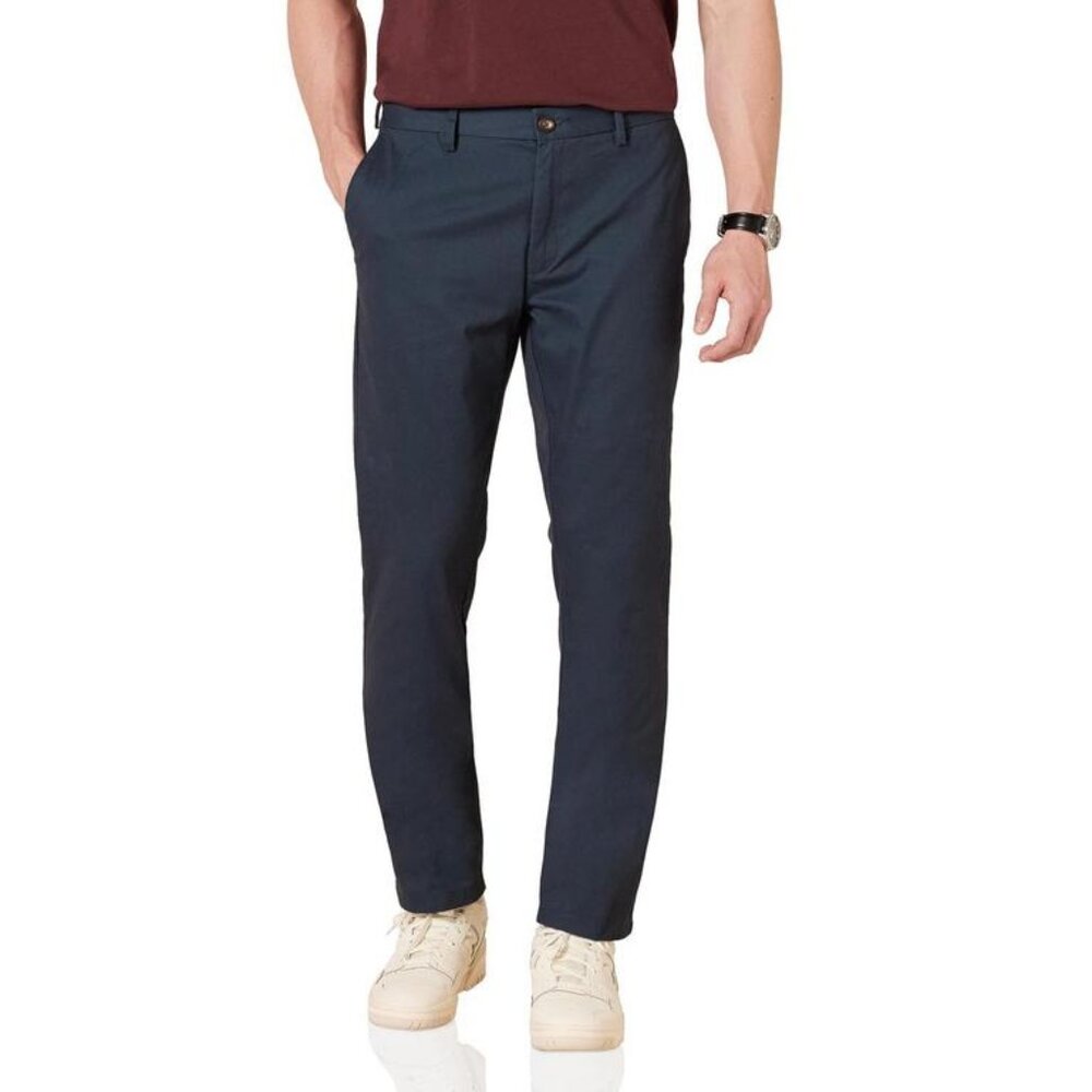 Men's Slim-Fit Wrinkle-Resistant Flat-Front Chino Pant NAVY BLUE 33W x 29L